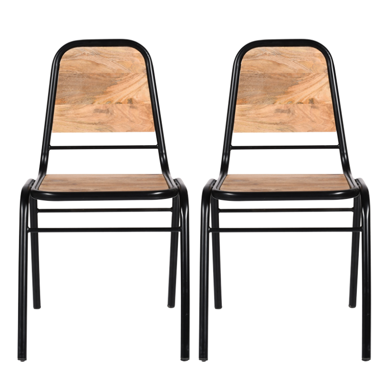 Pack 2 Sillas de comedor industrial madera Louri