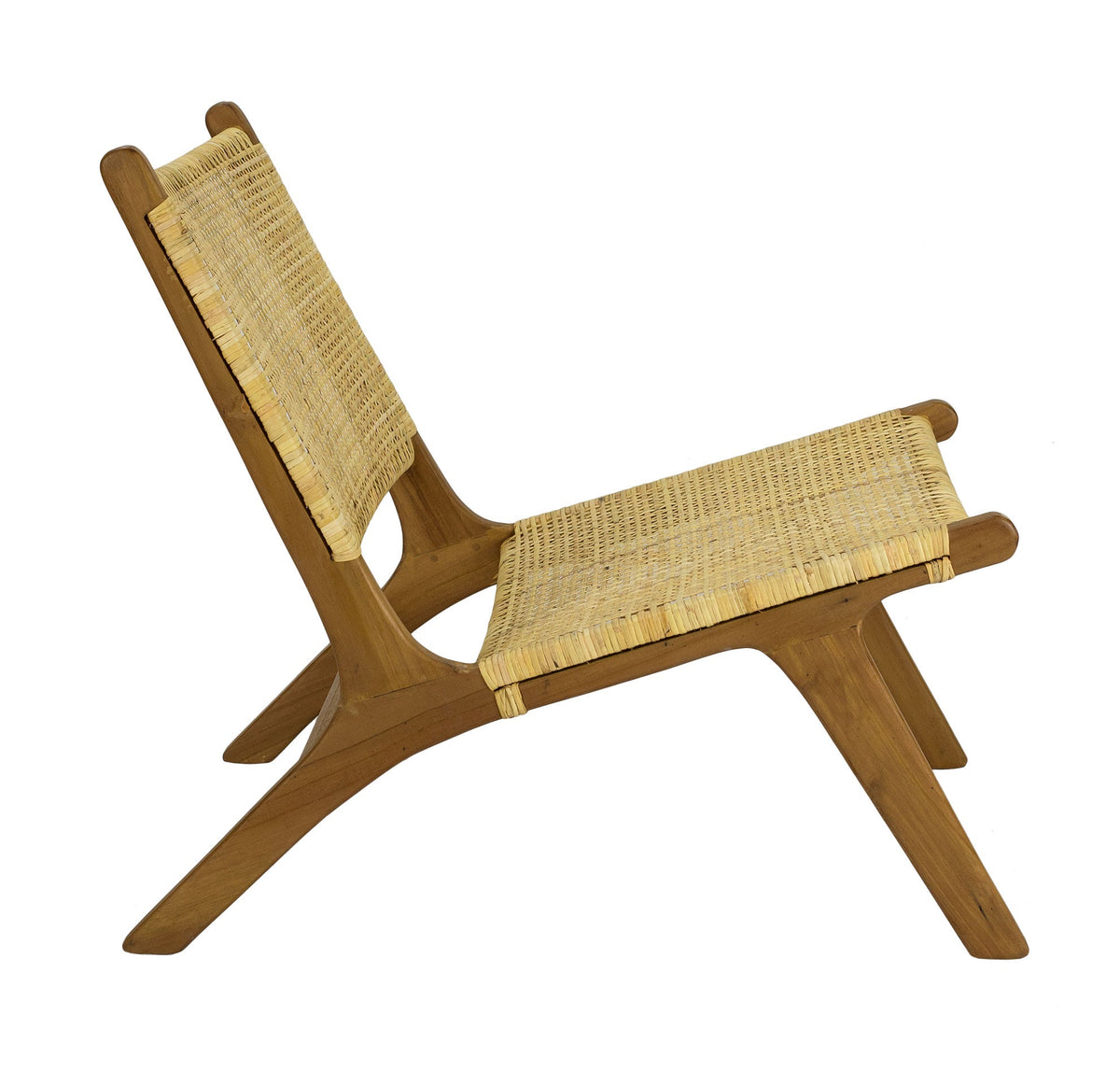 Poltrona relaxante Vaiana em rattan natural e madeira de teca