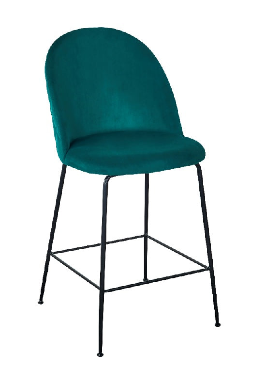 Tabouret de bar Veza en velours noir 65cm