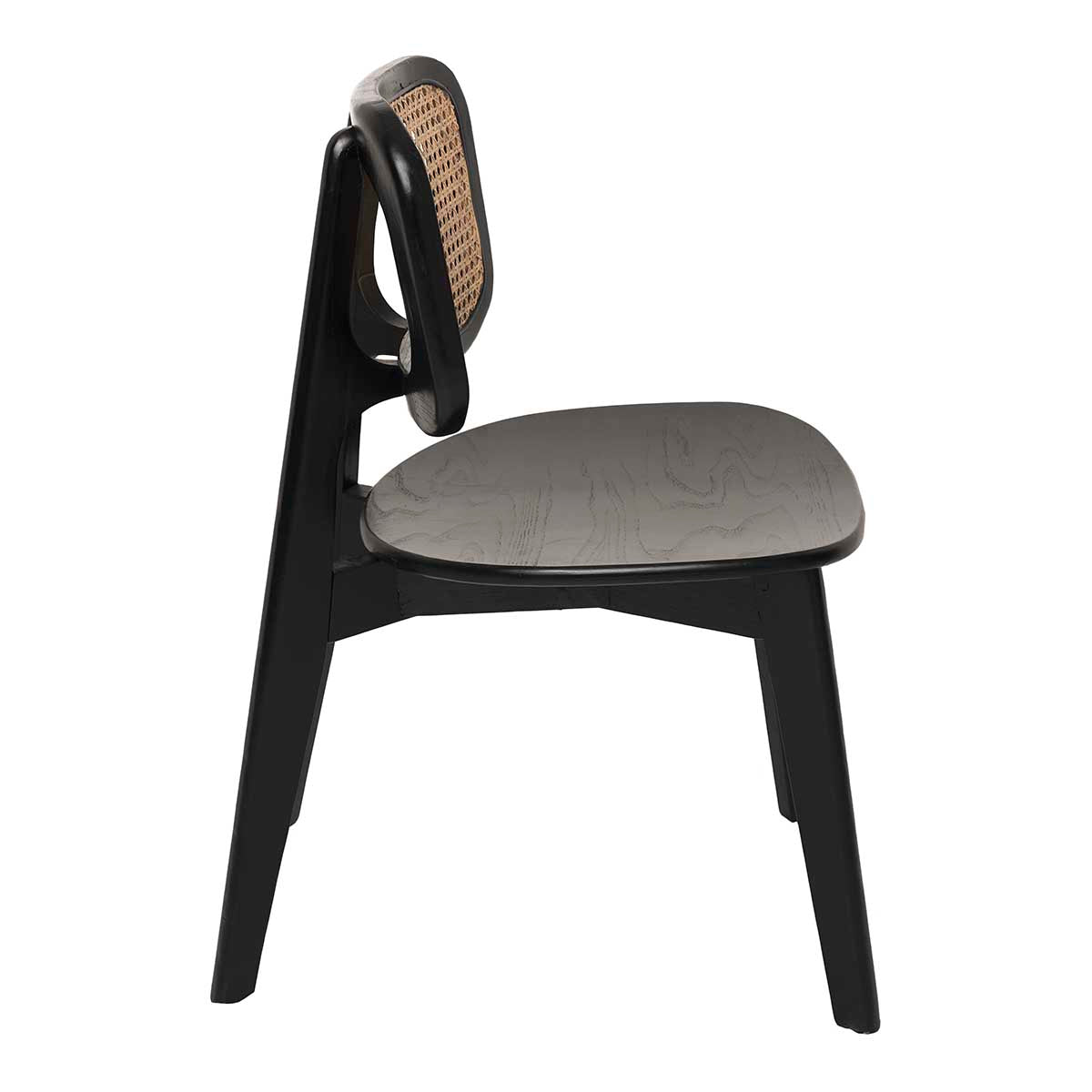 Chaise de salle à manger Selman en bois noir et panier