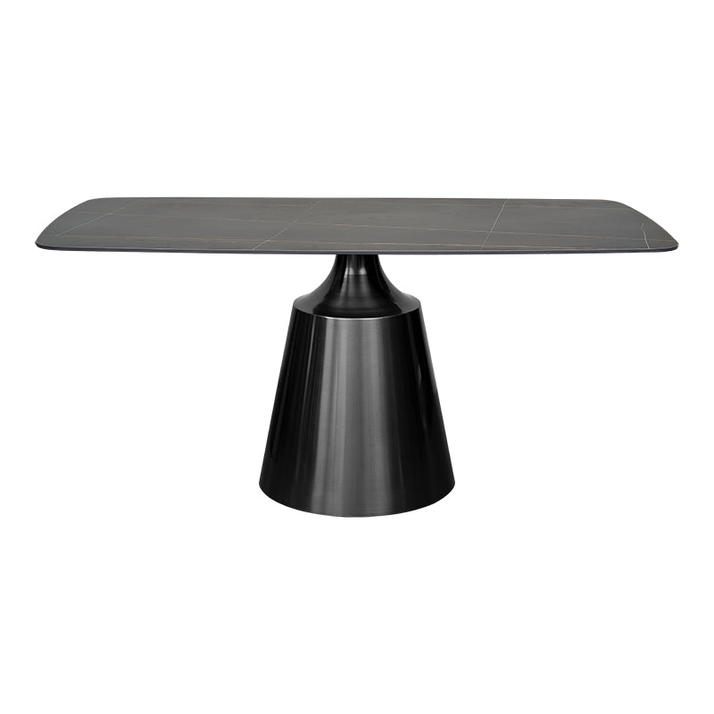Mesa de Jantar Retangular 160 Grafite Aço Inox Onyx Sintered Stone
