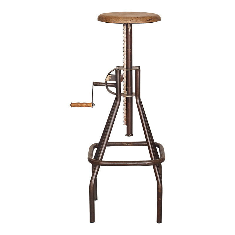 Tabouret réglable vintage avec assise en bois Deuxton