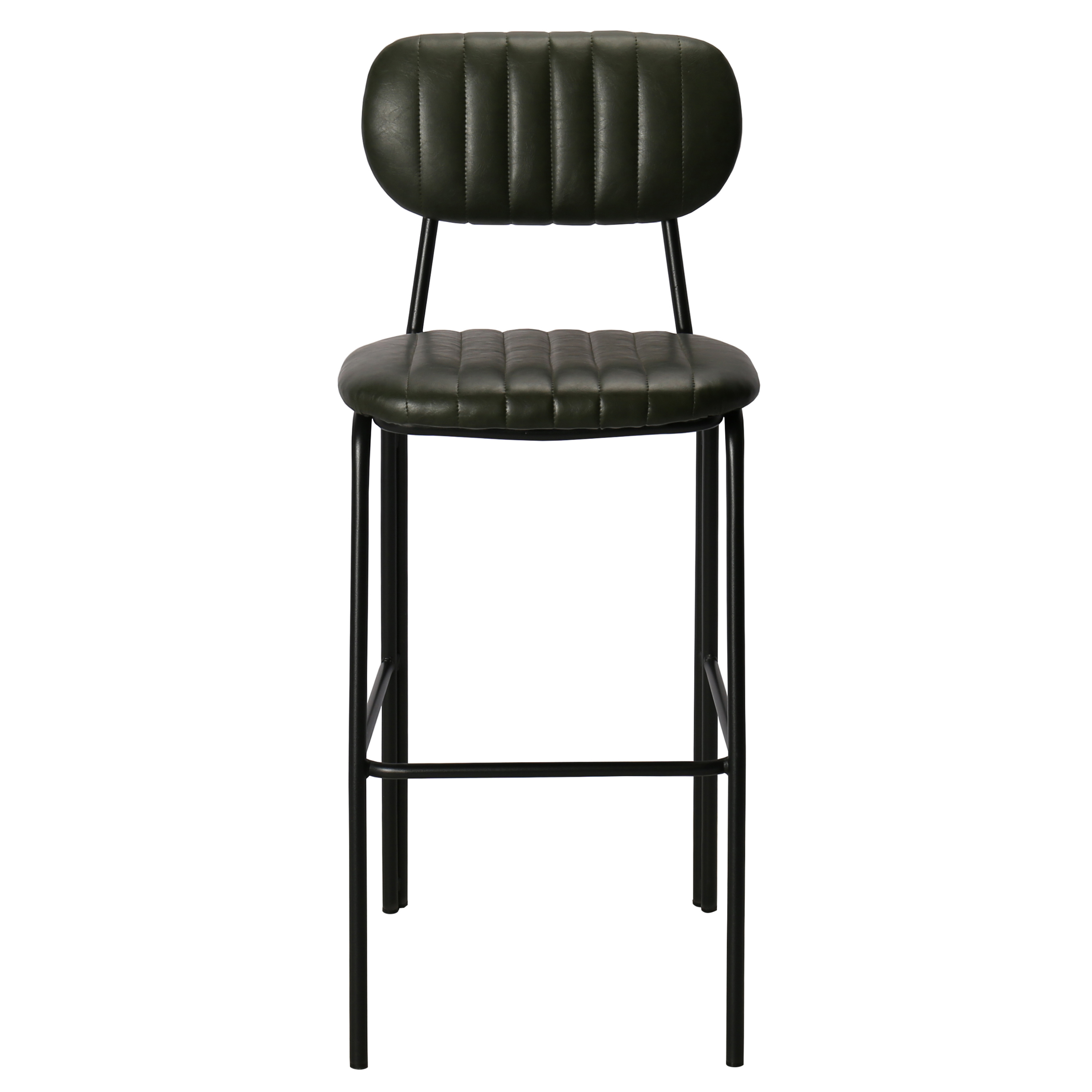 Taburete de bar vintage acero negro y semipiel Jerald H75 verde