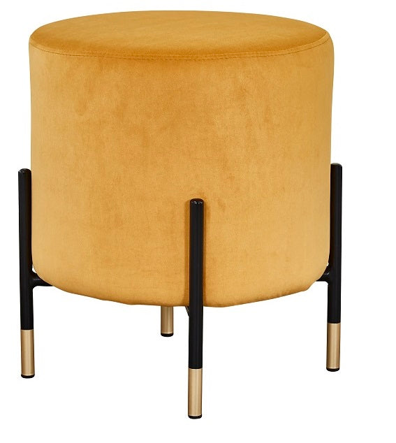 Tabouret bas pouf en velours Enid