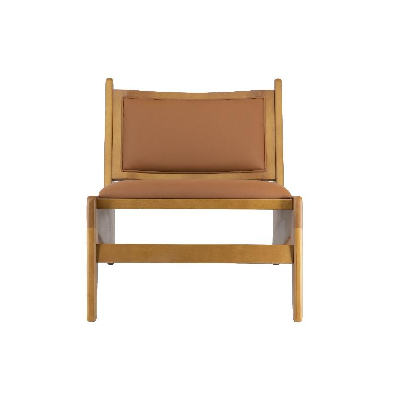 Fauteuil bas Guiza en bois et éco-cuir