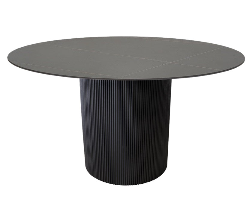Mesa de comedor acero y piedra sinterizada Ø130 Rima