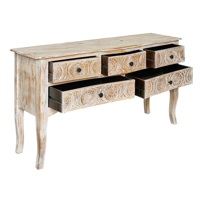 Mesa de console antiga Chloe esculpida