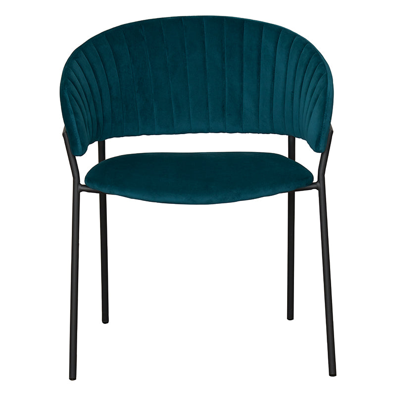 Chaise de salle à manger en acier et velours noir Izma