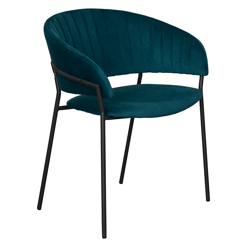 Chaise de salle à manger en acier et velours noir Izma