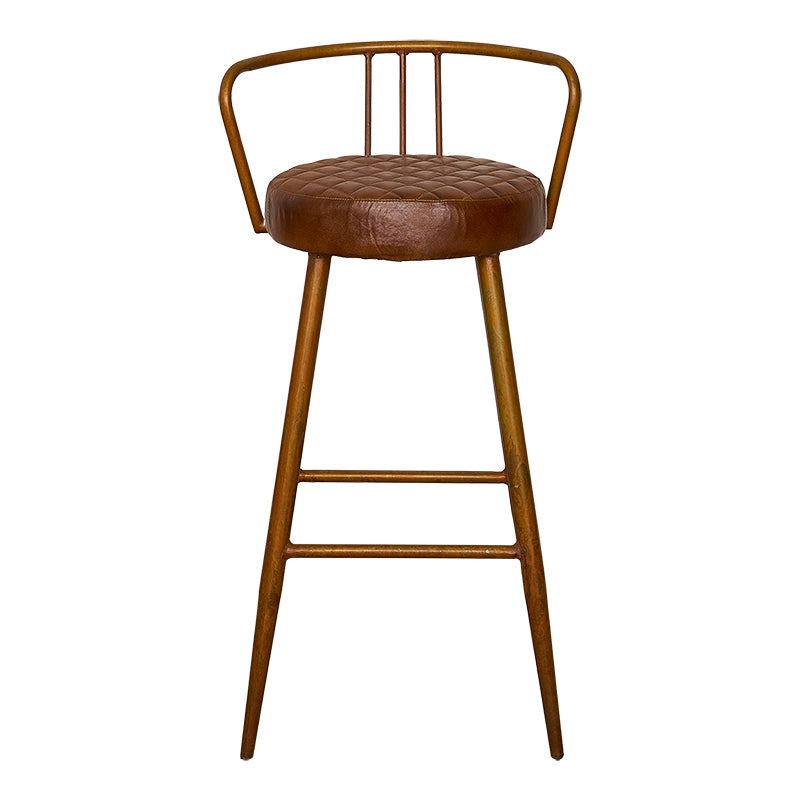 Taburete vintage asiento cuero con respaldo Trenty