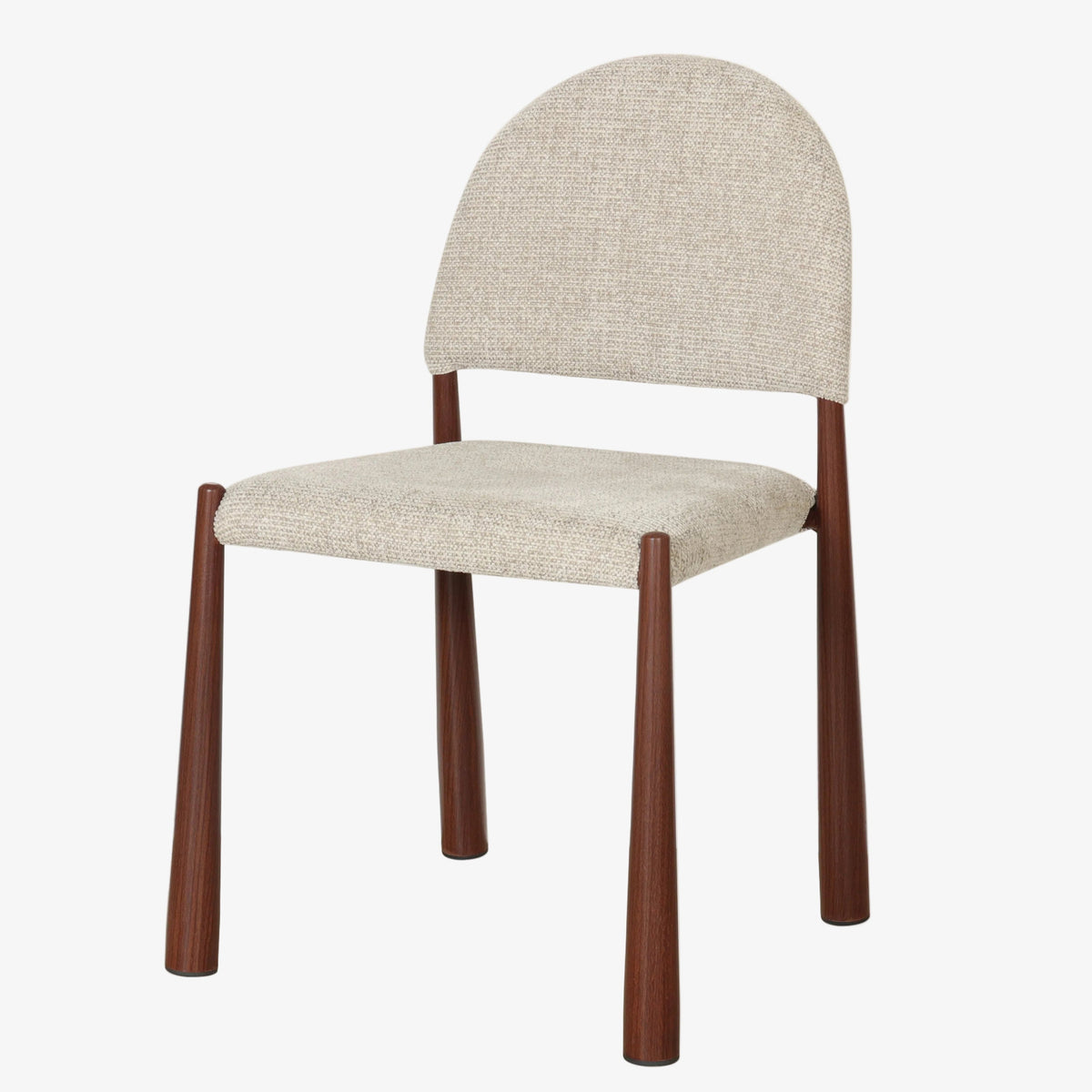 Silla de comedor Maira tapizada beige y efecto nogal
