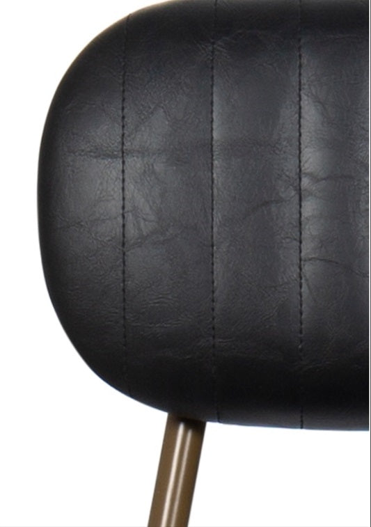 Taburete de bar vintage acero dorado y semi piel negro Jerald H65