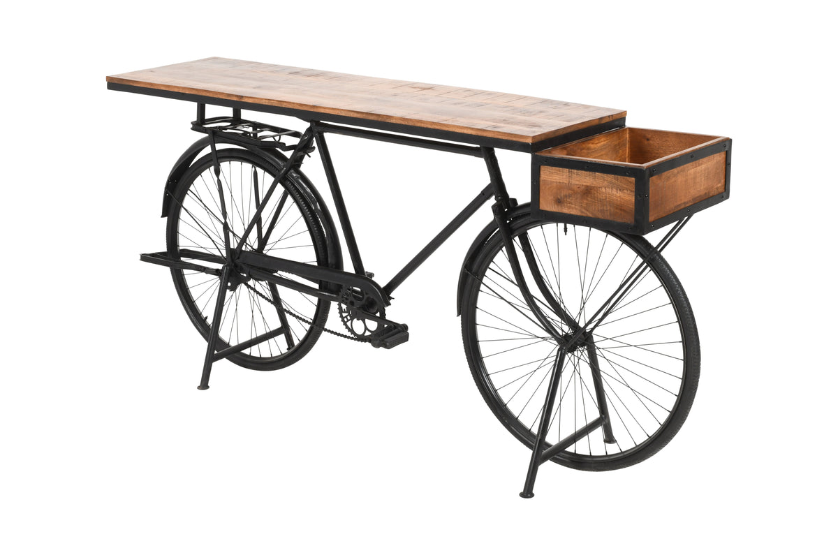 Mesa Bicicleta Vintage Consola Industrial de Madera y Metal
