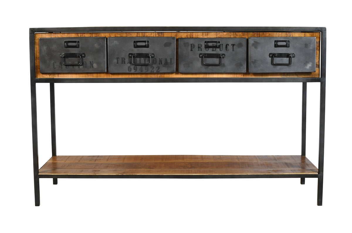 Consola Industrial de Acero y Madera de Mango 4 Cajones Lara