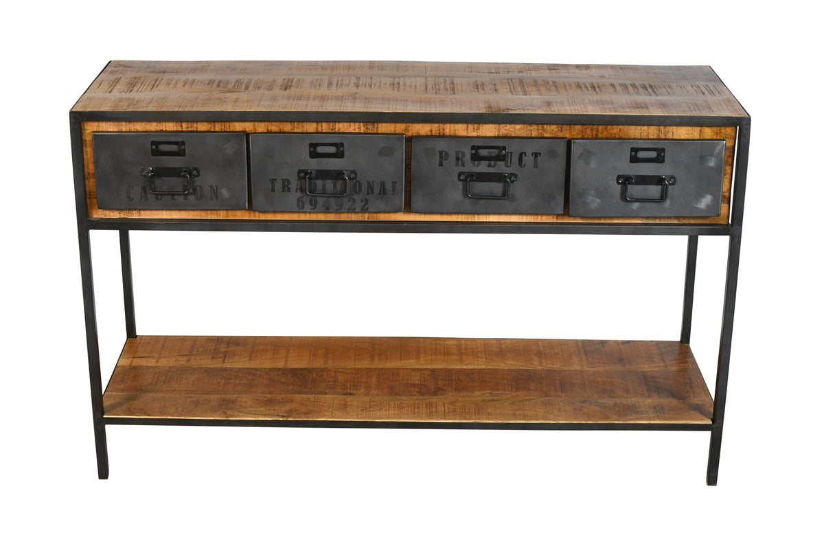 Consola Industrial de Acero y Madera de Mango 4 Cajones Lara