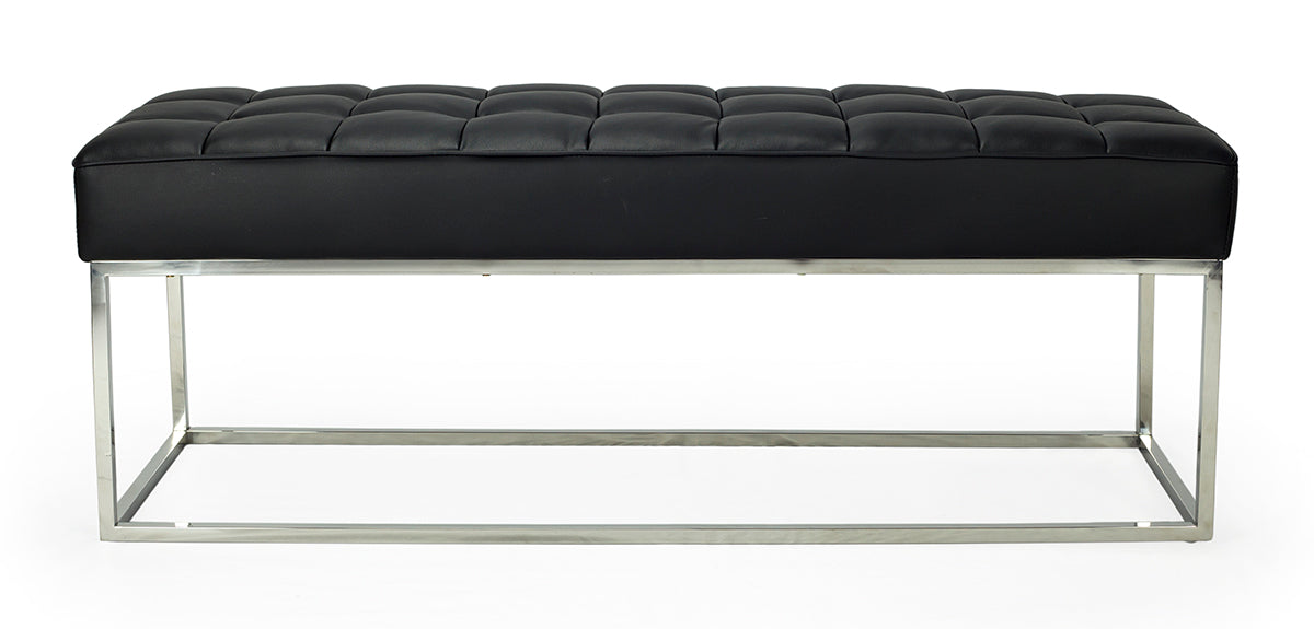 Banquette Debi en cuir semi-noir rembourrée