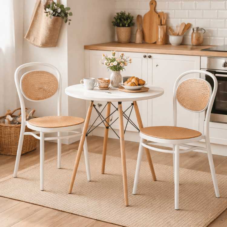 Conjunto mesa redonda 70 - 80 cm con 2 sillas Klara - Vintahome