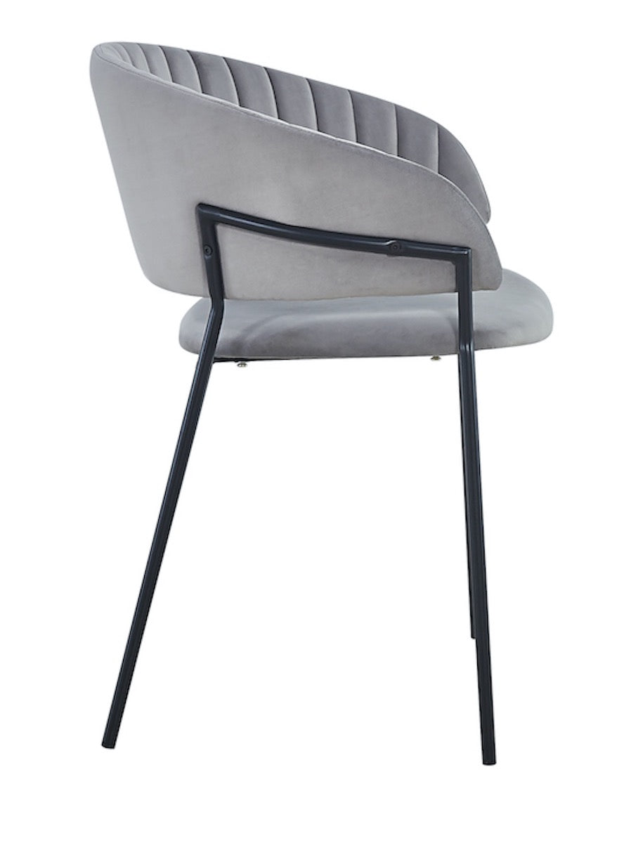 Chaise de salle à manger en acier et velours noir Izma