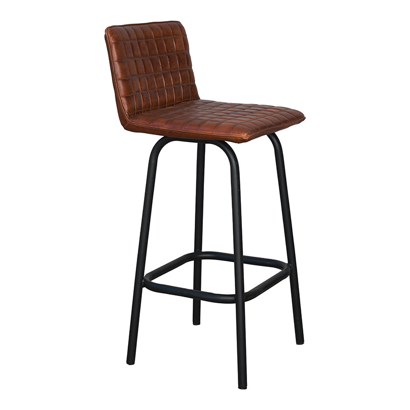 Tabouret de bar en cuir à carreaux Naos