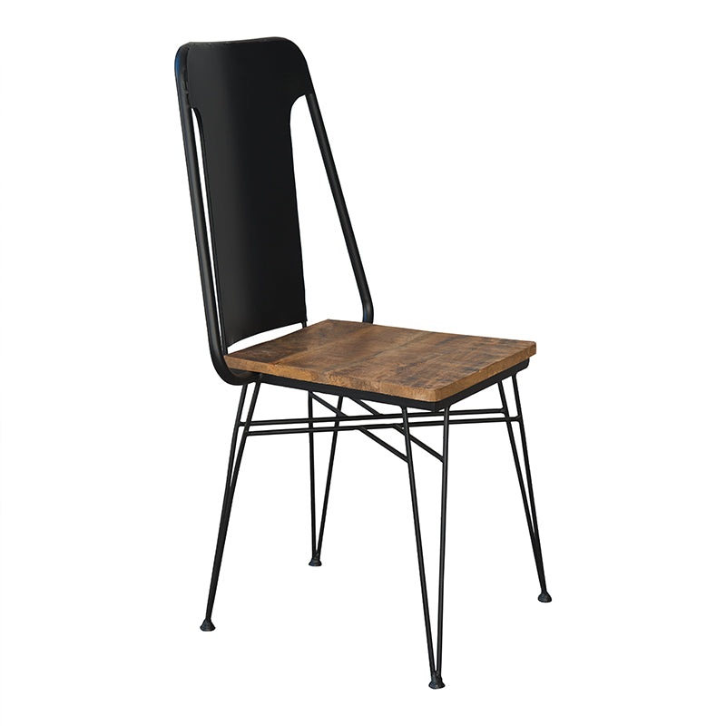 Silla de comedor vintage acero negro y madera Antoine