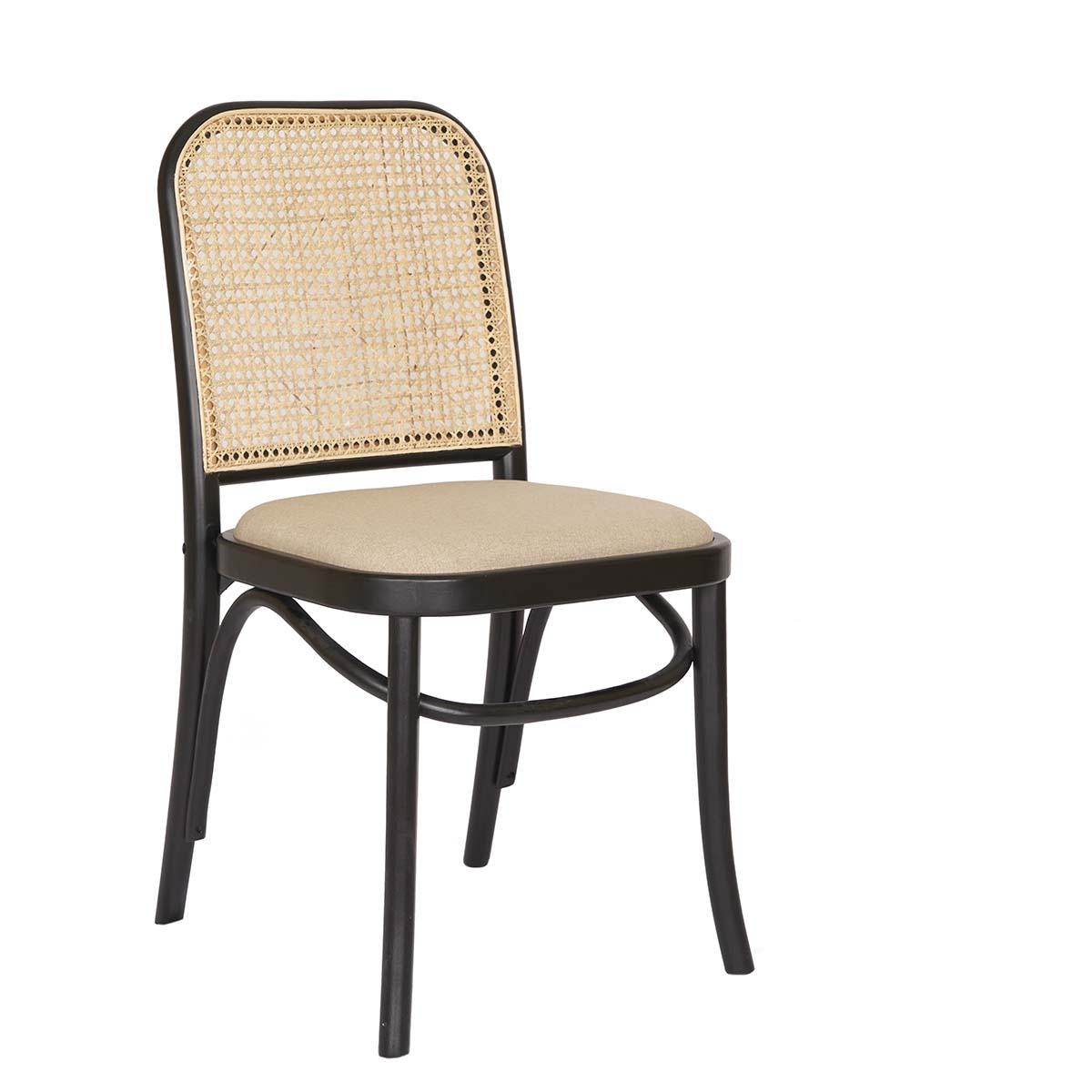 Chaise de salle à manger Lion tapissée en noir