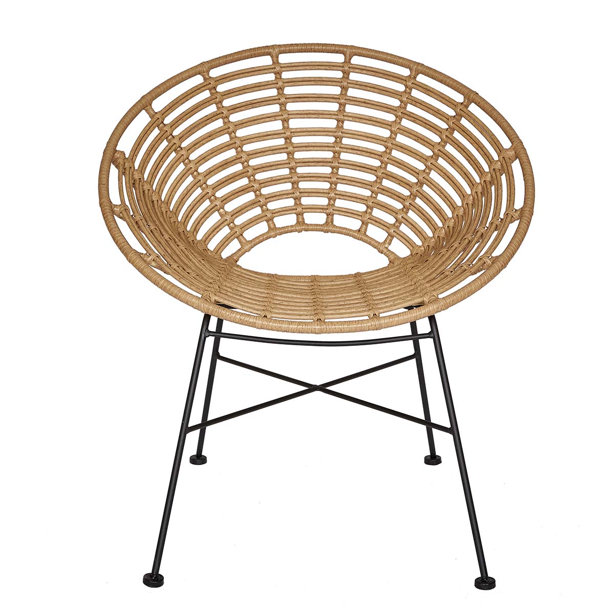 Sillón de rattán sintético y acero negro Nest