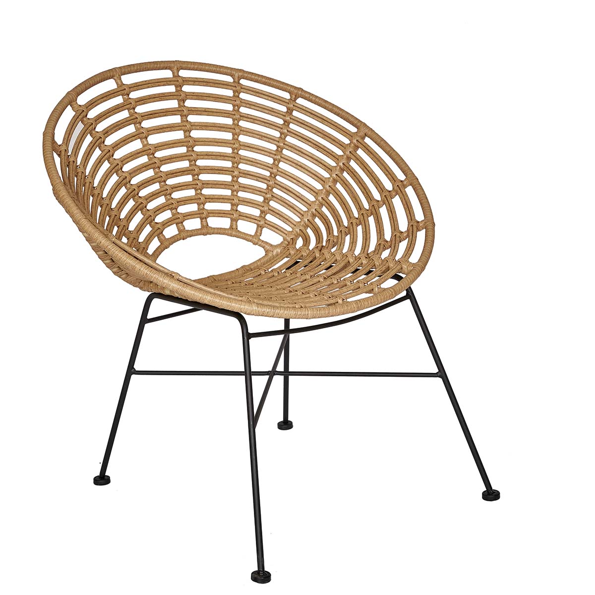 Sillón de rattán sintético y acero negro Nest