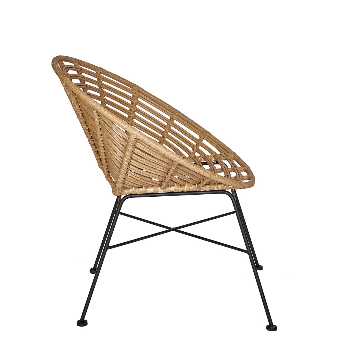 Fauteuil Nest en rotin synthétique et acier noir