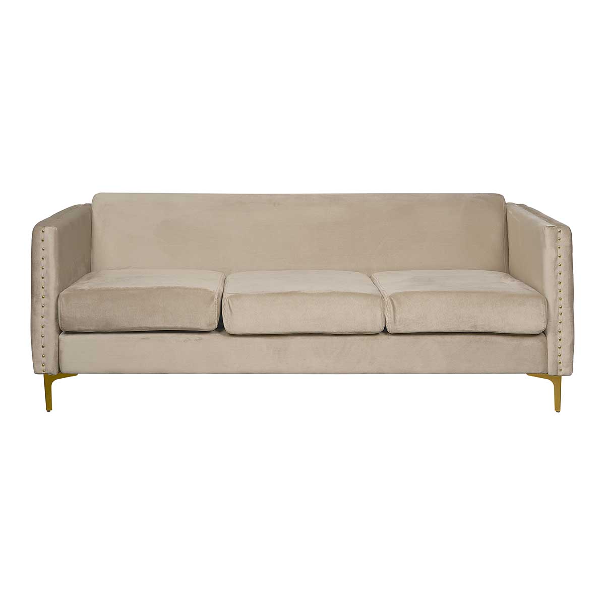Sofá terciopelo beige 3 plazas Linna