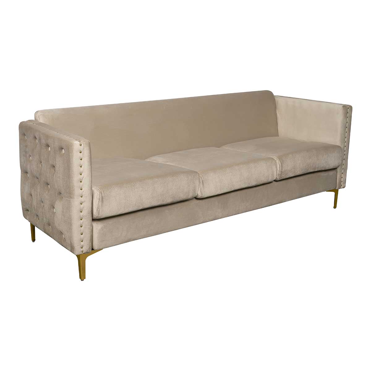 Sofá terciopelo beige 3 plazas Linna