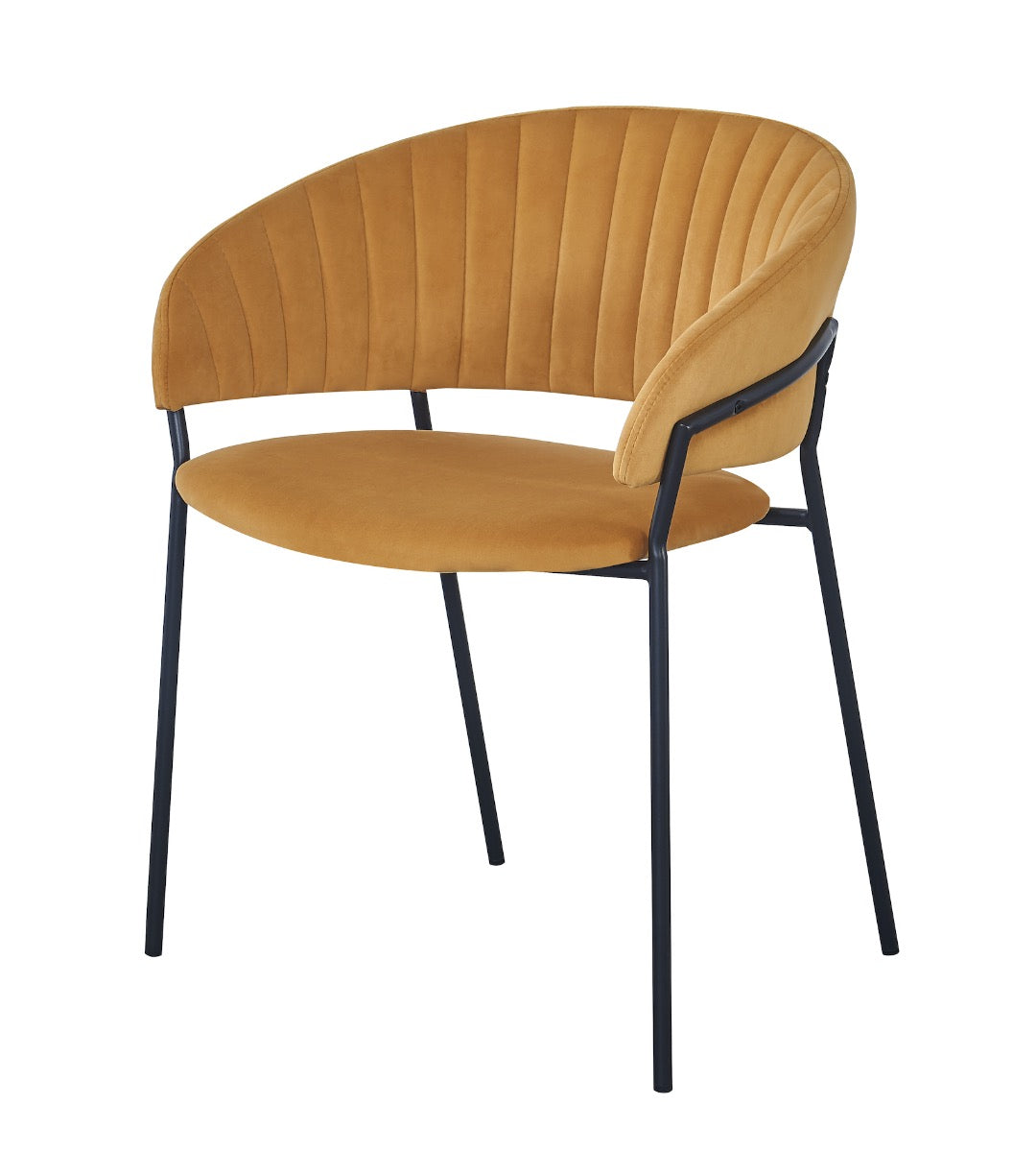 Chaise de salle à manger en acier et velours noir Izma