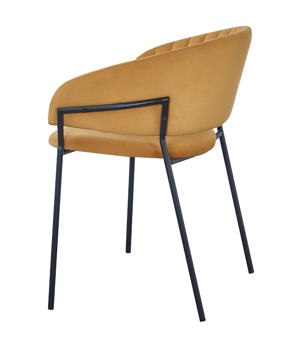 Chaise de salle à manger en acier et velours noir Izma