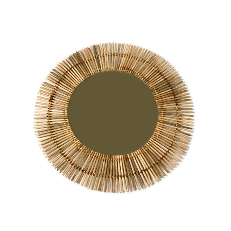 Miroir mural en rotin naturel 70Ø Sole