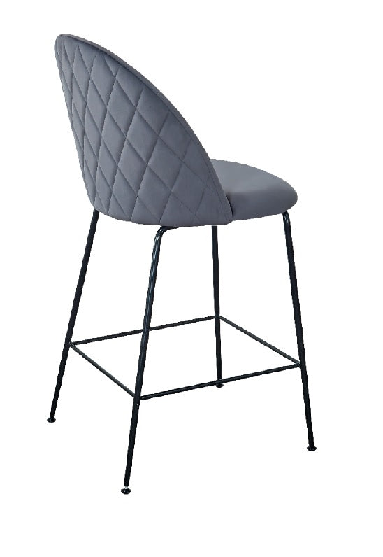 Tabouret de bar Veza en velours noir 65cm