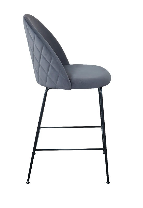 Tabouret de bar Veza en velours noir 65cm