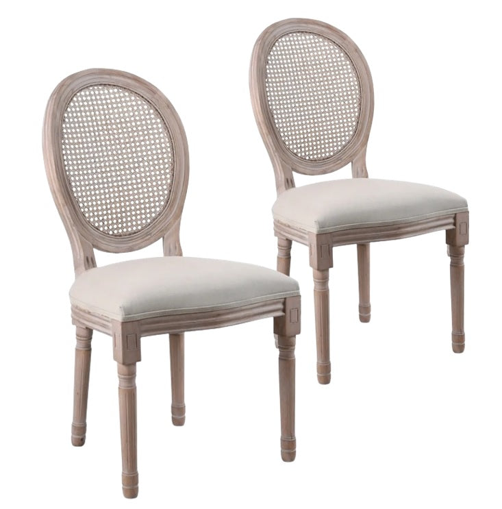 Pack de 2 Sillas de comedor Versalles con respaldo de ratán