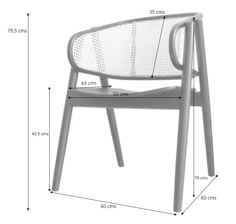 Silla comedor nórdica madera y ratán Greta
