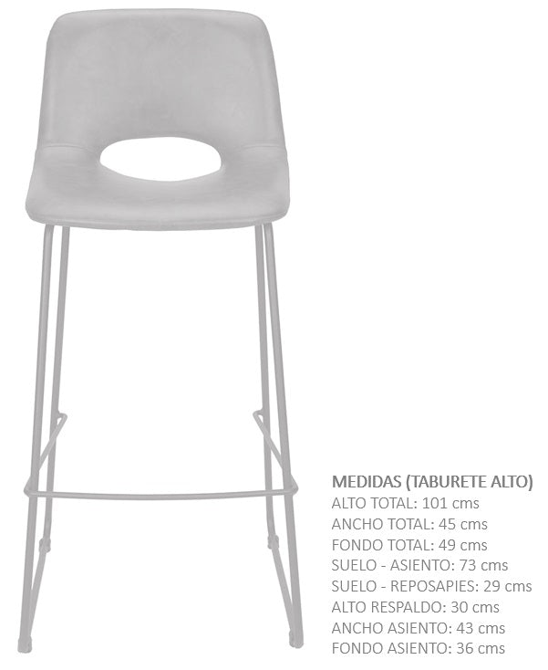 Taburete de bar semipiel H75cms Lewis