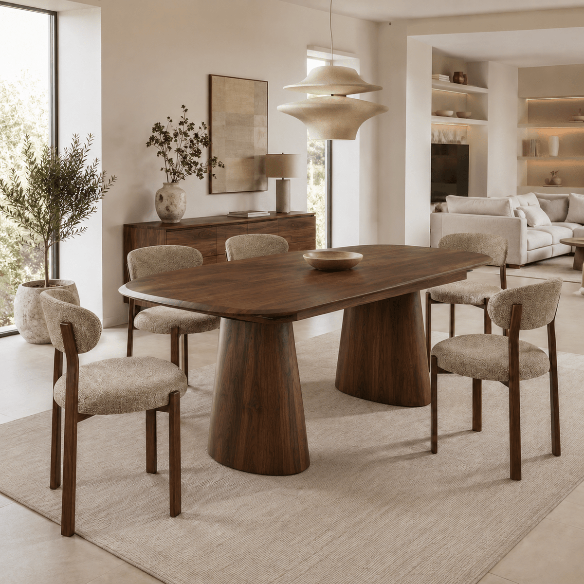 Mesa de Comedor Extensible Ovalada Nogal 180-230 x 90 cm - Vintahome