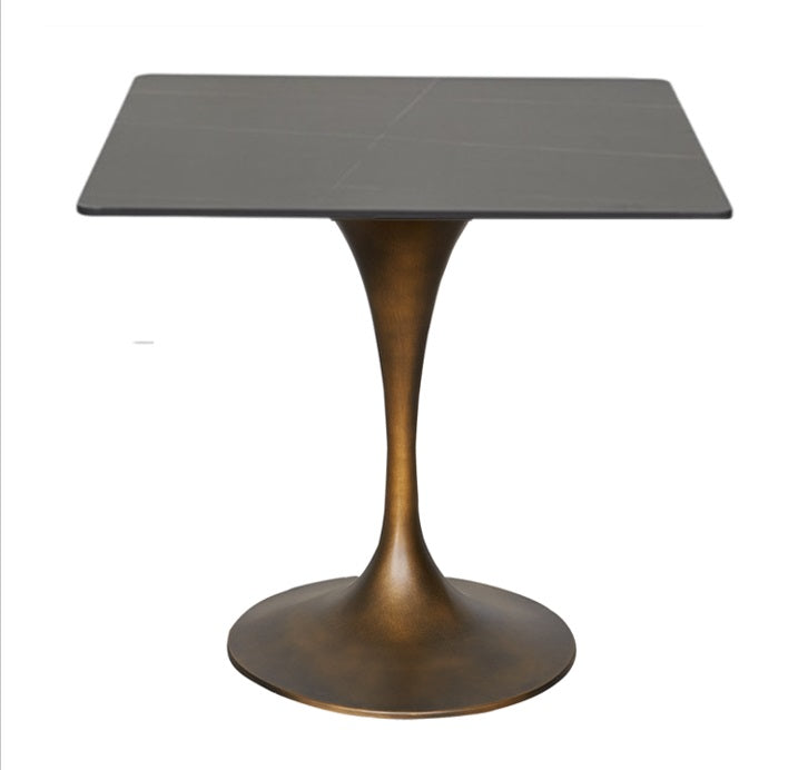 Mesa de comedor cuadrada tuli cobre piedra sinterizada 70-80