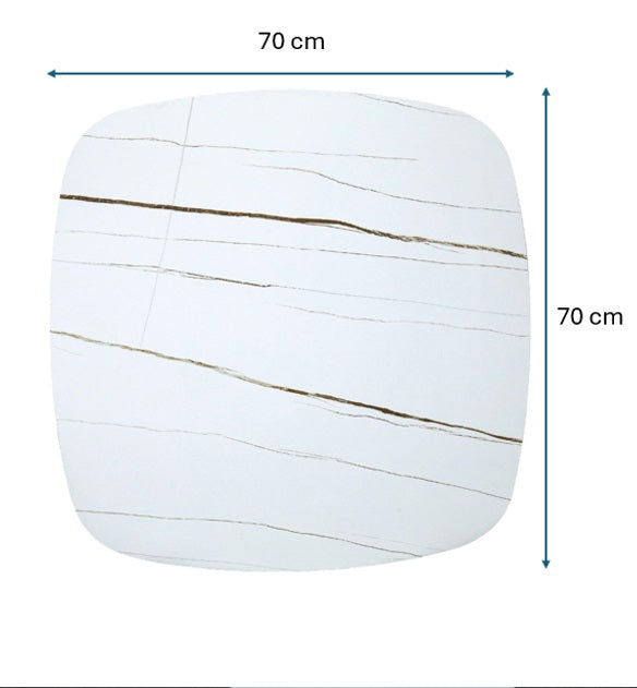 Mesa de bar acero blanco y piedra sinterizada 70-80 cm Aranda