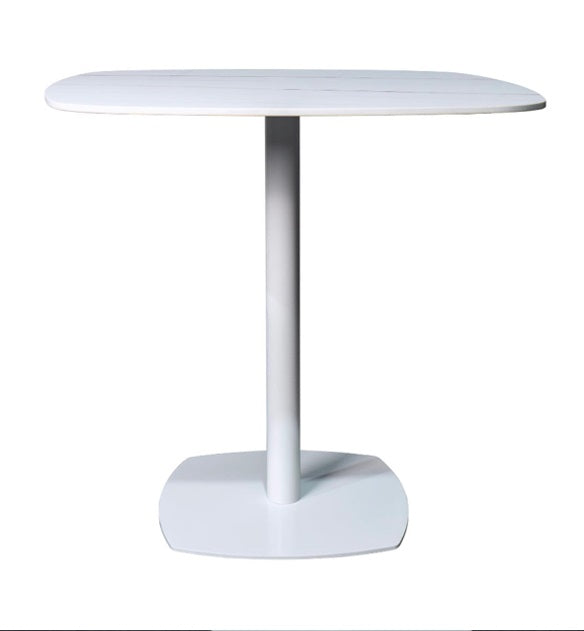 Mesa de bar acero blanco y piedra sinterizada 70-80 cm Aranda