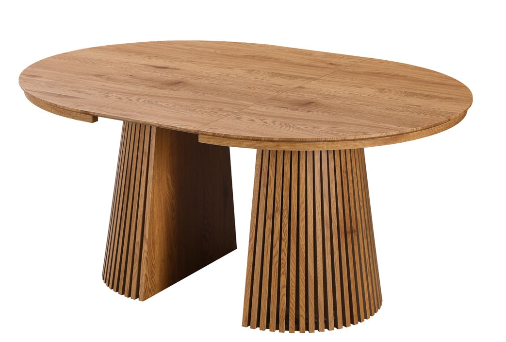 Mesa de jantar redonda extensível 120-160-200cm carvalho Eleganza