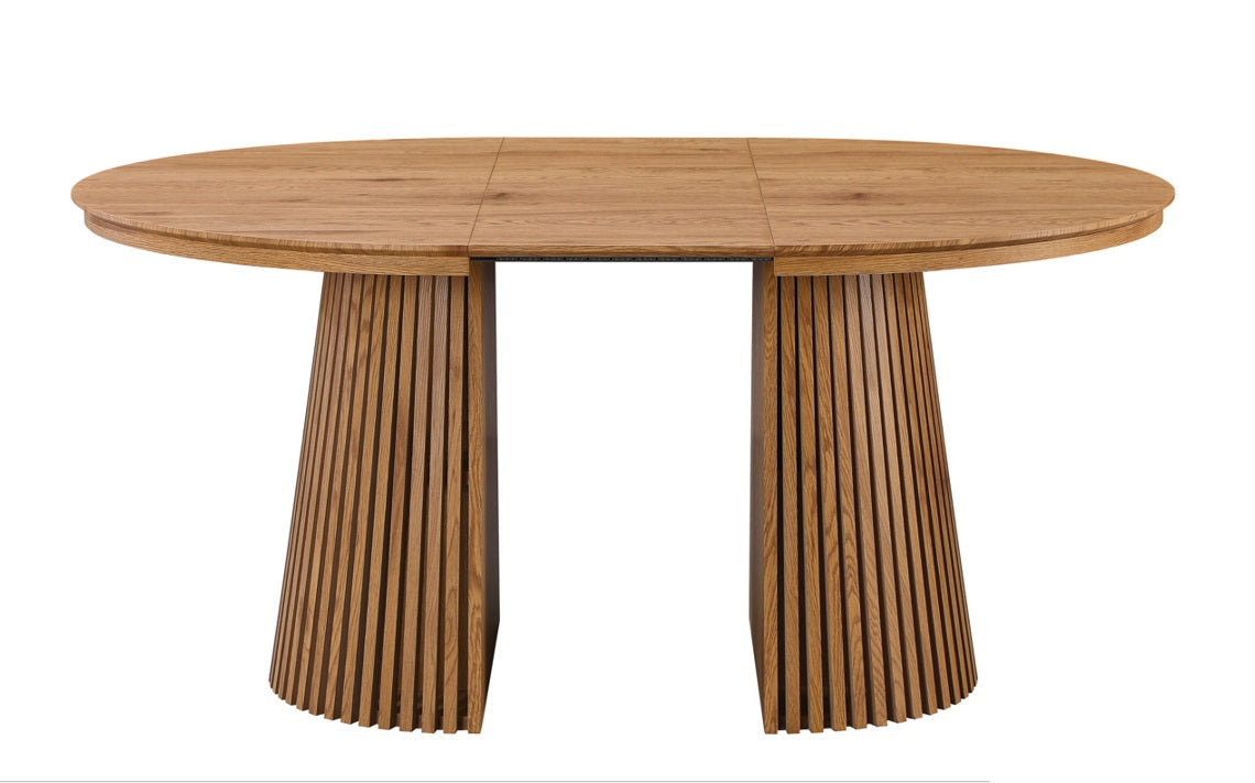 Mesa de jantar redonda extensível 120-160-200cm carvalho Eleganza