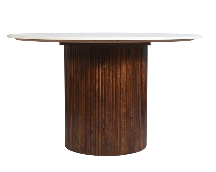 Mesa de comedor redonda 120-130 mármol y madera de mango Zahara