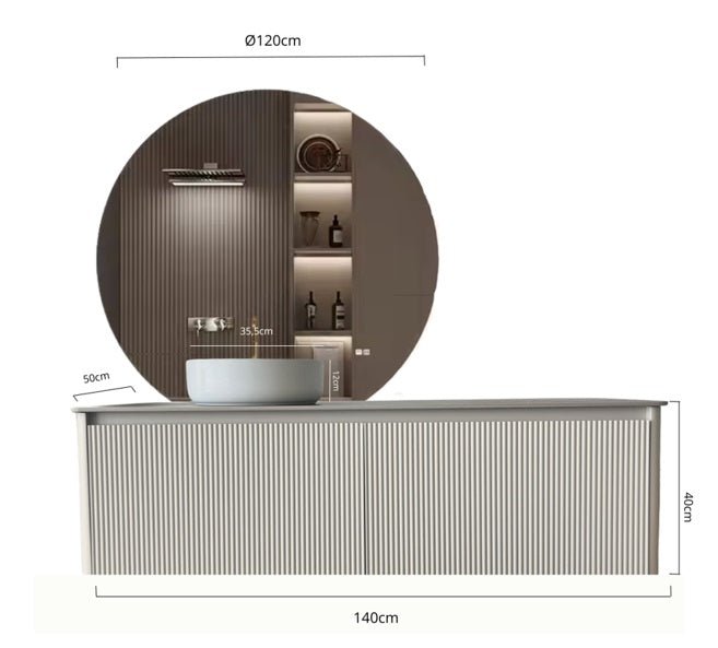 Mueble de baño 2 cajones 140 con lavabo y espejo led Vital - Vintahome