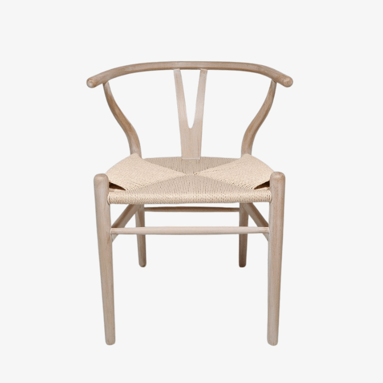 Silla de madera de haya WISLY con asiento de paper rope vista frontal