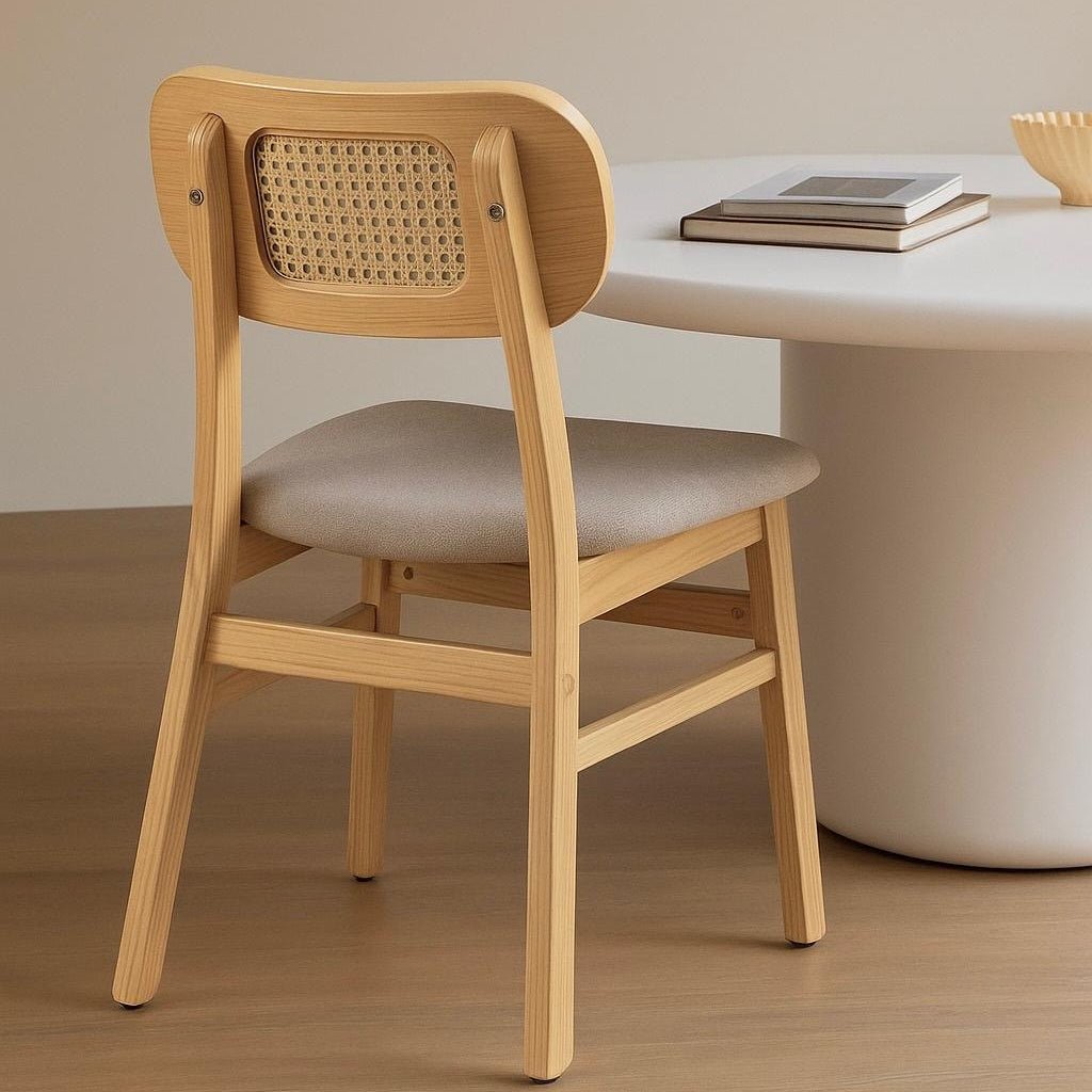 Silla de comedor nórdica madera y ratán Nantes - Vintahome