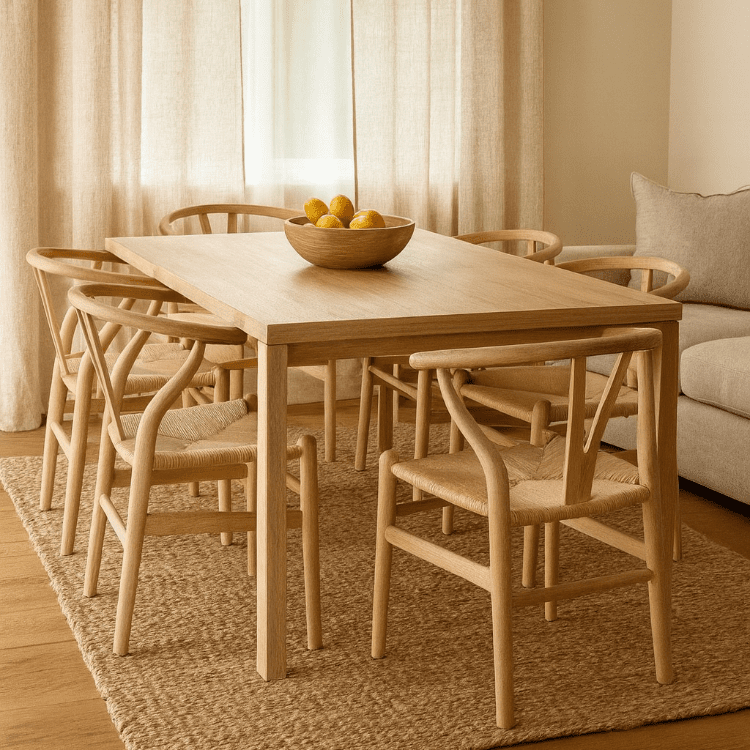 Silla de madera de haya con asiento de cuerda WISLY - Vintahome