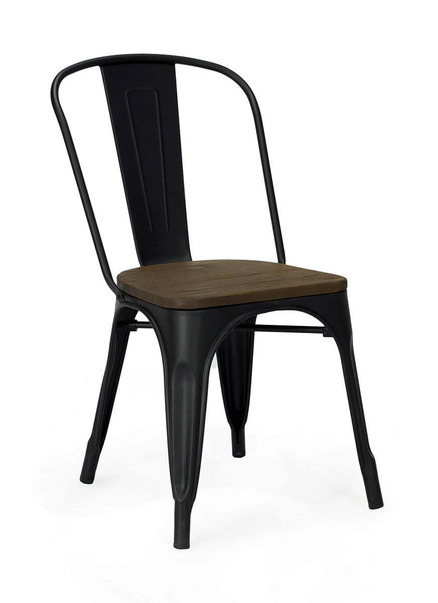 Silla Tolix acero negro mate Madera